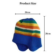 MOMISY Baby Beanie Winter Hat, Rainbow Warm Toddlers Beanies for Kids Boys & Girls Woolen Knitted Cap (6 Months - 2 Years) (Blue)
