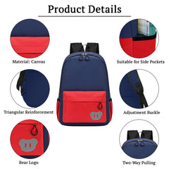 SYGA Kids Schoolbag, Breathable, Waterproof, Customized Logo Backpack For Kindergarten And Elementary School Students (Small Dark Blue With Red)