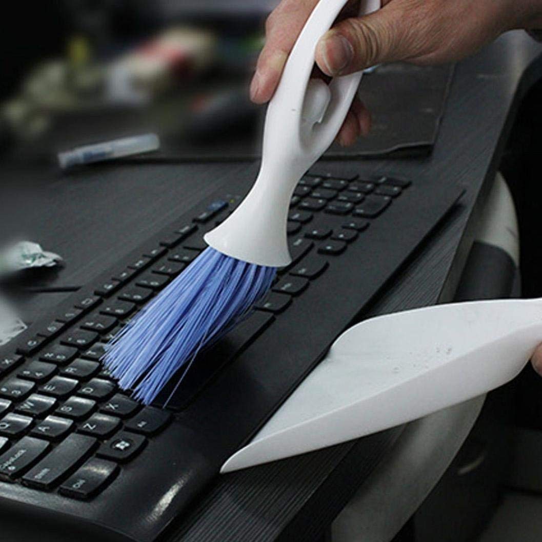 Syga Plastic Auto Car Cleaning Brush Broom with Dustpan Dashboard Outlet Vent Set Keyboard Cleaner Tools, Small, Blue and White