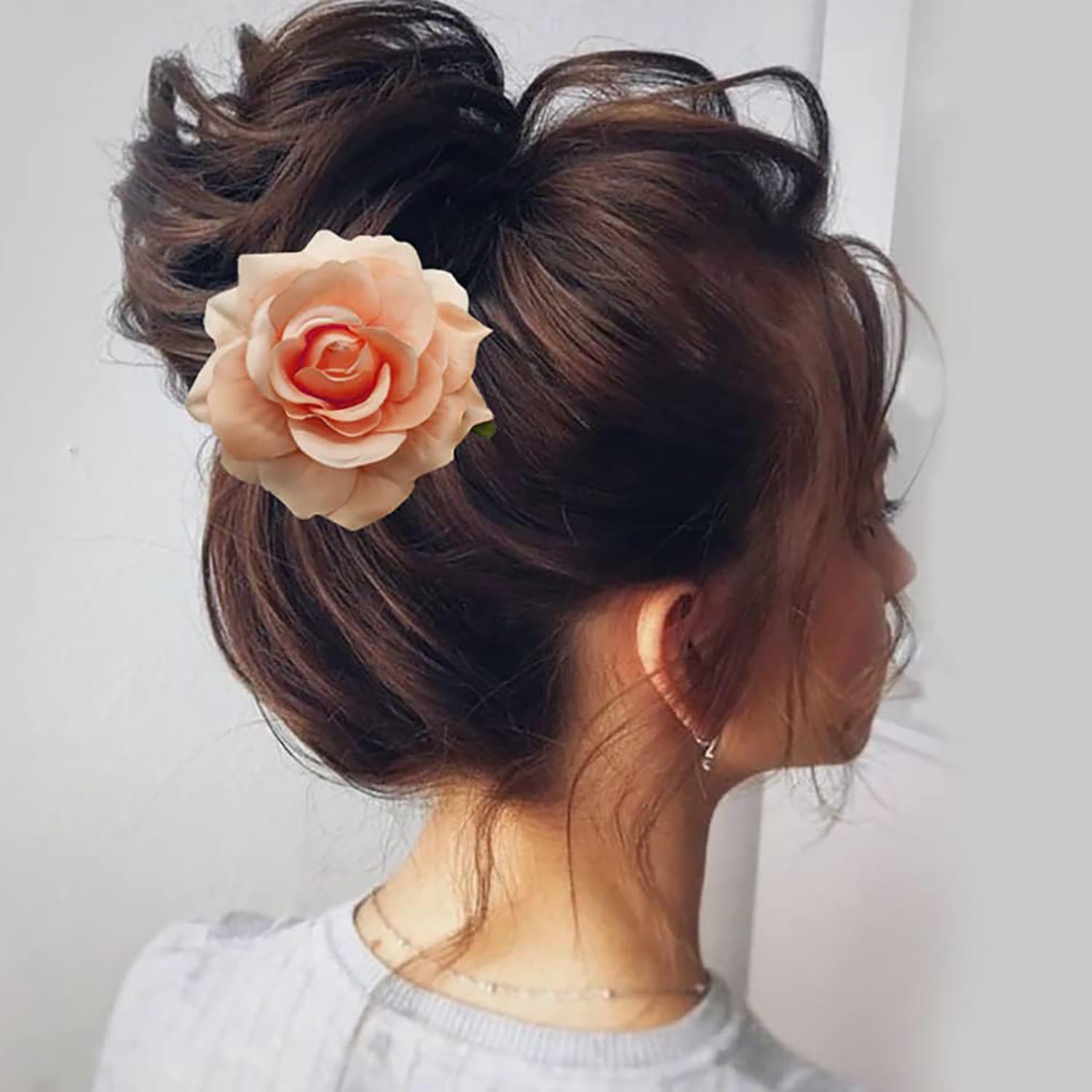 SYGA 2pcs Rose Flower Hair Clip Women Flower Brooch Pins Hair Barrette Artifical Hair Flower Accessories for Lady Girl Party Beach Wedding Bridal - Darkk Pink