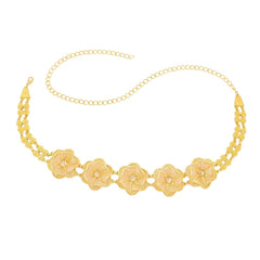 SYGA Women Flower Waist Chain Retro Gold Belt Ethnic Style Adjustable Navel Chain Alloy Waist Gold