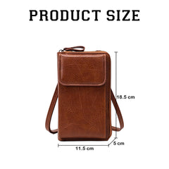 MOMISY Multi-Function Crossbody bags for Women Mobile Cell Phone Holder Card Pocket Bag Stylish PU Leather Sling Bags for Women Girls Purse Wallet Mini Shoulder Bags (Brown)
