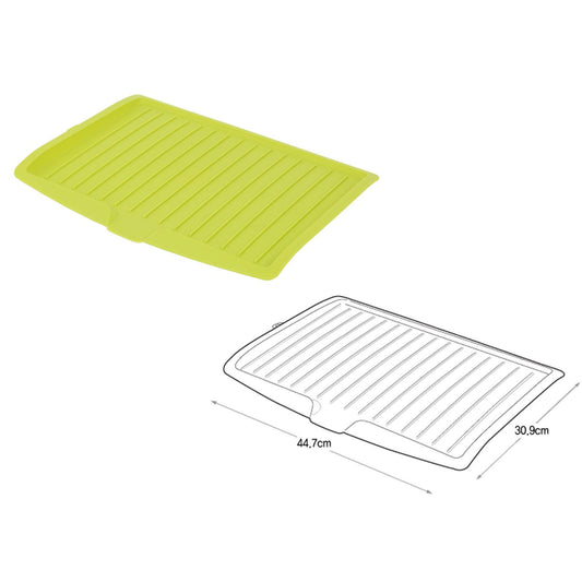 Syga Premium Durable Plastic Dish Drainer, Plate and Cutlery Rack with Drip Tray, Sink Drying Rack, Space Saving Worktop Drainer Tray, Draining Board 45cm*31.5cm (White)