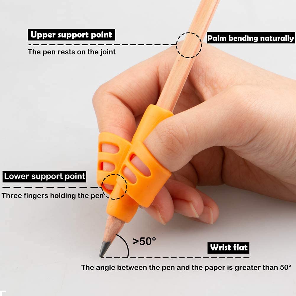 SYGA Pencil Gripper for Kids Handwriting, 5pcs(3 Pencil Grips + 2 Clips) Silicone Ergonomic Pen Writing Aid Grip Set Posture Correction Tool for Kids, Preschoolers, Adults, Lefty or Righty, Toodlers