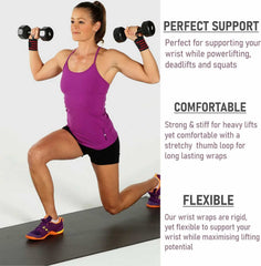 SYGA Wrist Wraps Brace with Thumb Loops Support Weight Lifting Powerlifting Squats Training GYM Fitness Fist Straps Bodybuilding and Workout for Unisex One Size Fits All - Blue, 2pcs(1 Pair)