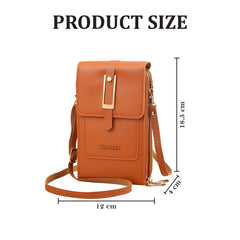 MOMISY Mobile Bag Cellphone Sling Card Holder Wallet Handbag, Transparent Screen, Crossbody Multi-function Shoulder Bag for Girls-Belt (Brown)