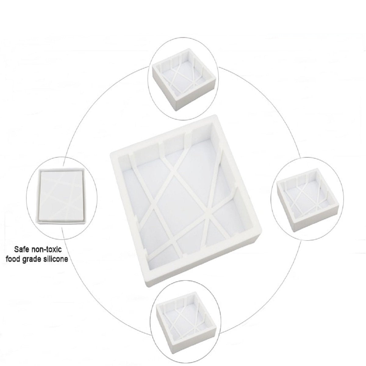SYGA Silicon Geometric Twill Square Shape Mousse Cake Mold French Dessert Baking Cake Mould White