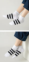 MOMISY 5 Pairs Baby Girl Boys Tube Socks Toddlers Infant Solid Color Ankle Socks Stretch Baby Socks (3Striped, 6 Years-8 Years)