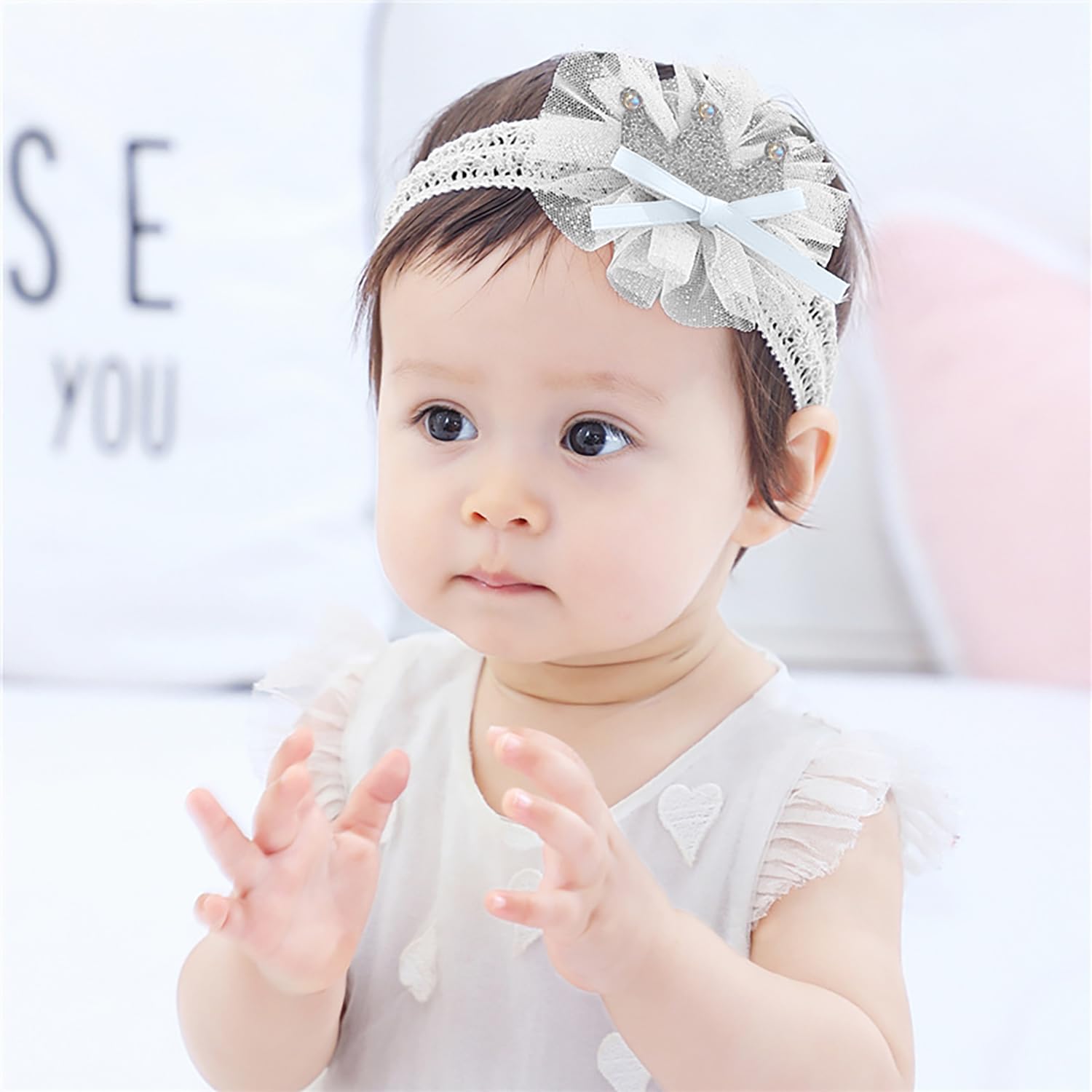 SYGA 3 Pcs Baby Girl Headband Soft Flower Bow Strechable Hairband Suitable For Newborns, Infants, Toddlers and Kids 0-3 Years(Color - 42)