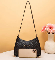 SYGA Women's Handbags Fashion Black Versatile Shoulder Bag With Zikzak Design
