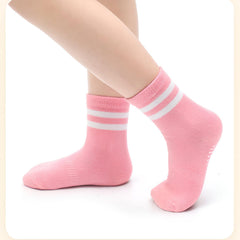 MOMISY Baby Girl Boys children Non Slip Socks Toddlers Infant Warm Cotton Stretch Anti skid Socks-6 Pairs (IN, Age, 12 Months, 3 Years, AS-2Stripe-Girls)