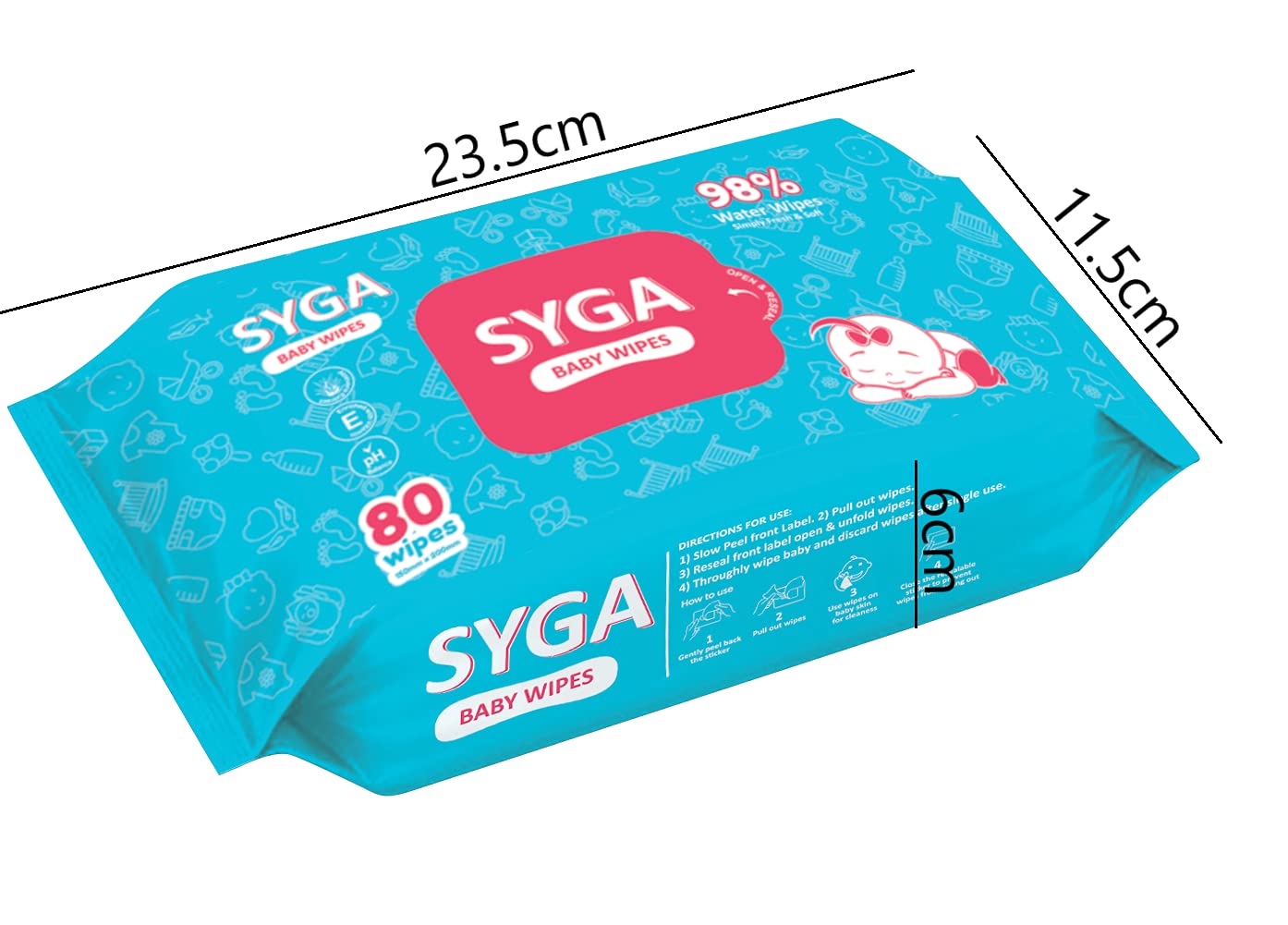 SYGA Baby Wet Wipes With Lid Soft Cleaning Baby Wipes Aloe Vera With Vitamin-E For Your Toddlers, Infant, Child, Baby, Elder, Adult-80 Wipes, 15cm x 20cm, Pack of 1