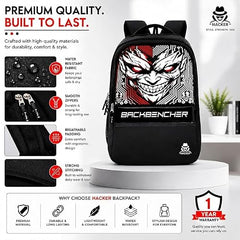 HACKER Laptop Backpack for Men & Women | Stylish Spider Printed Backpack | Durable School, College & Office Bag | Spacious Travel Backpack with Padded Laptop Compartment & Adjustable Straps
