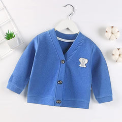 MOMISY Cotton Blend Baby Boy & Girls Sweater Jacket Front Open V Neck Cardigan-6 Months to 4 Years, Blue Green Pink Yellow (Blue, 3-4 Years)