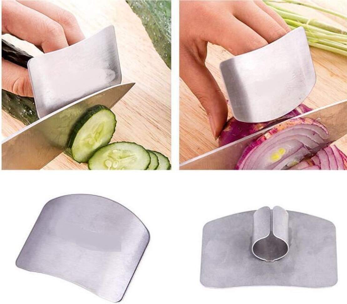 SYGA 2 Pcs Stainless Steel Finger Protector Safe Chopping Hand Guard Slice Kitchen Tool
