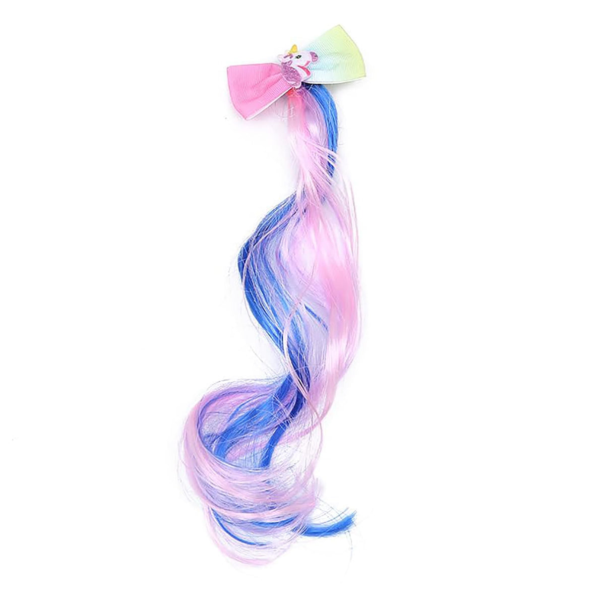 SYGA Children's Cute Cartoon Pony Unicorn Bow Hair Extensions For Girls three colors Hairpin Wig Headdress Colorful Wig(Multi-03)