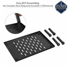 STANSY Microwave Oven Stand, Heavy-Duty Metal Shelf for Countertop, Black, Space-Saving Kitchen Storage Rack