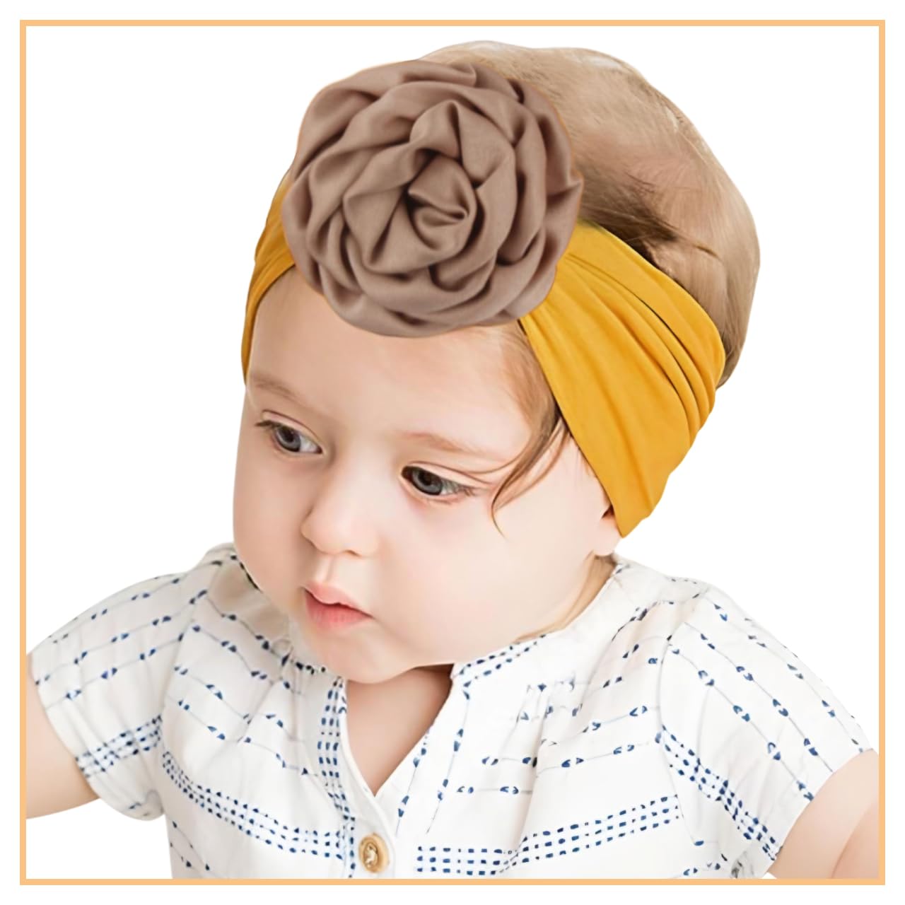SYGA PACK OF 3 Baby Headbands Soft Nylon Fancy Flower Strechable Hairbands Newborn Infant Toddlers Kids 0-3 Year (Red-White-Yellow)