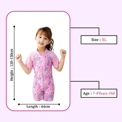 SYGA Children's Swimsuits for Girls Horse with Flowers and Stars-XL Size Perfect for Kids Age 7-8 Years Old (Pink)