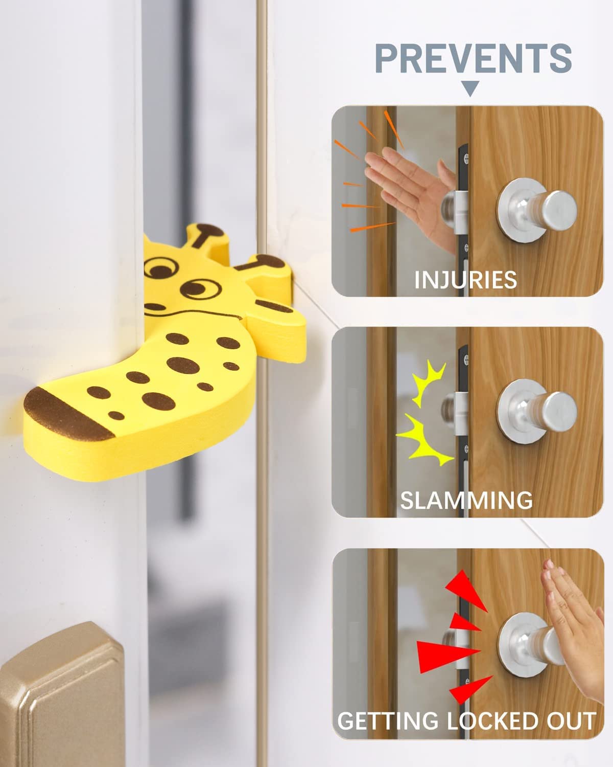 SYGA 5 Pcs Children Safety Door Pinch Guard,Door Slam Stopper Soft Foam Door Stopper,Prevents Finger Pinch Injuries &Child or Pet from Getting Locked in Room,Colorful Cartoon Animal Cushion-Muticolor