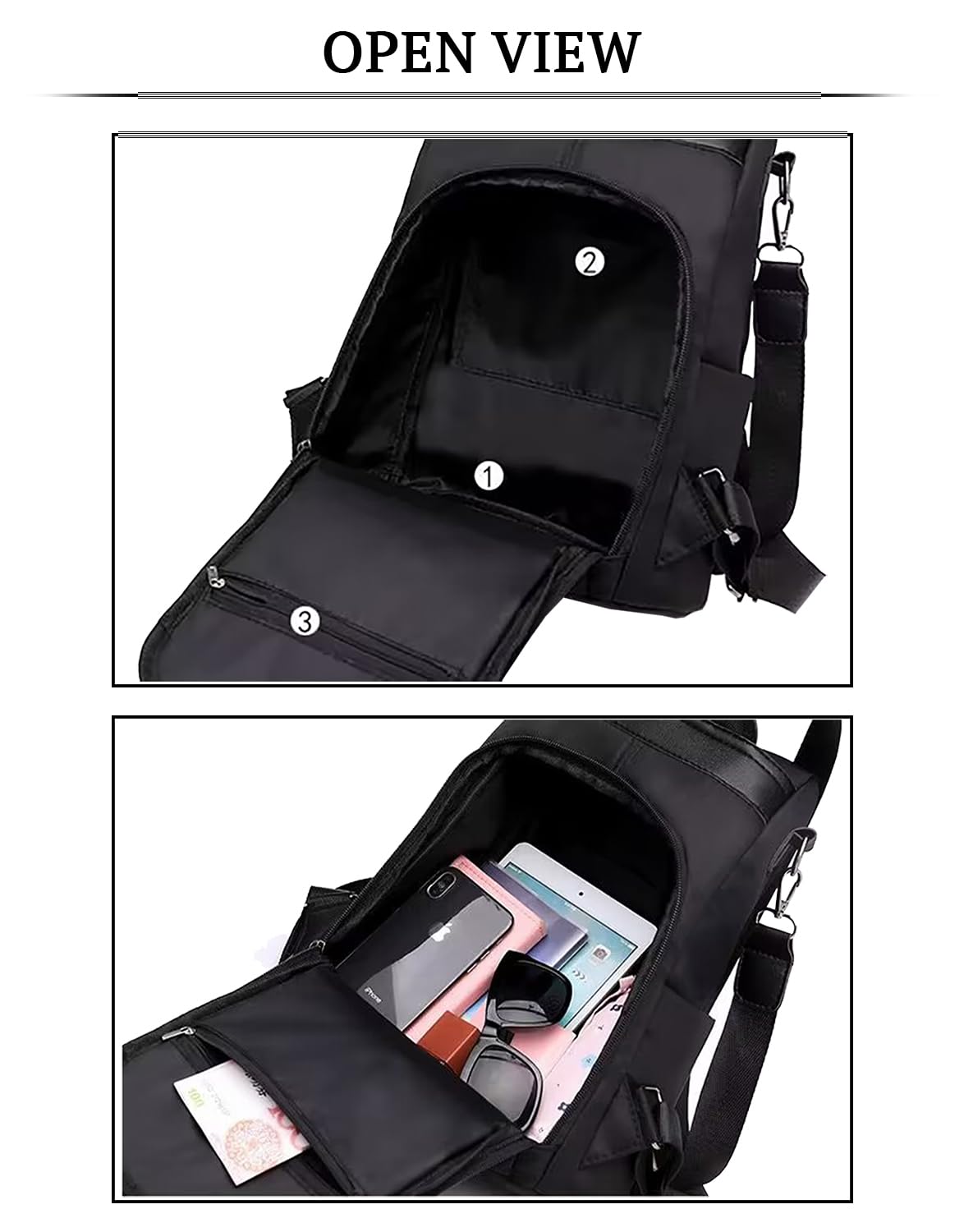SYGA Women Backpacks Simple And Versatile Oxford Cloth Women's Bag (Black)