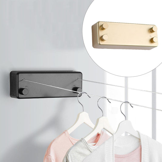 SYGA Retractable Steel Indoor Clothesline Wall Hanger Drying Rack Bathroom Accessories with Magic Drying 4.2M Cable (Double Rope Black)
