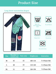 SYGA Children's Swimsuit Long Sleeve Watermelon Dragon-M Size Perfect for Kids Age 3-4 Years Old (Blue)