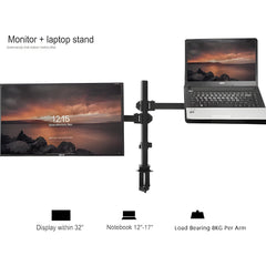 SYGA Monitor Stand Arm Desk Mount Fully Height Adjustable Bracket with C-Clamp & Gronment 180 Tilt Rotation Suitable for 13 to 30 Inch TV and Monitor Screen - Dual Screen Stand