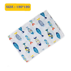 SYGA 1 Piece Organic Cotton Baby Muslin Swaddle_Fish Design