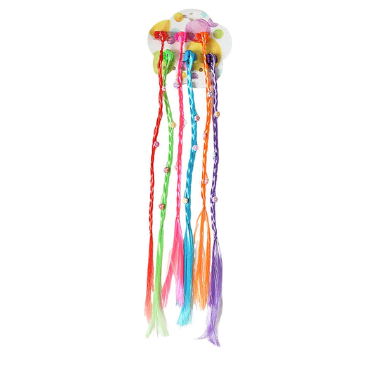 SYGA Girls Braided Wigs, Colorful Hair Accessories, Braided Hair Clips (Gripper beads Flower)