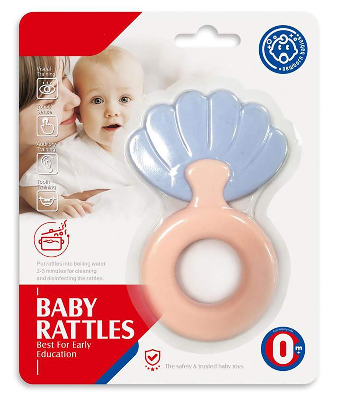 SYGA 1 Piece Baby Rattle Toy Plastic PP boilable and sterilizable BPA Free Toy_ABCD