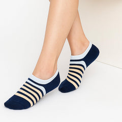 MOMISY Unisex Cotton Invisible No show Cotton Loafer Adult Socks for men & Women (Multi-colour Pack of 5)-Free Size (Stripe)