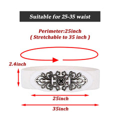 SYGA Women Leather Belt for Dress, PU Leather Stretchy Waist Belt with Abstract Metal Buckle, Retro Style - Apricot