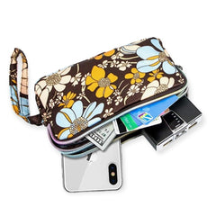 SYGA Women's Clutch Canvas Art Three-Layer Long Wallet Women's Handbag Large Capacity Key Coin Purse Casual Mobile Phone Bag