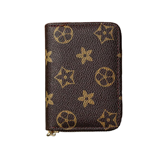 SYGA Card Bag Multi-Card Business Card Bag Zipper Coin Purse Card Holder Supports(Star-Brwon-Style-3)