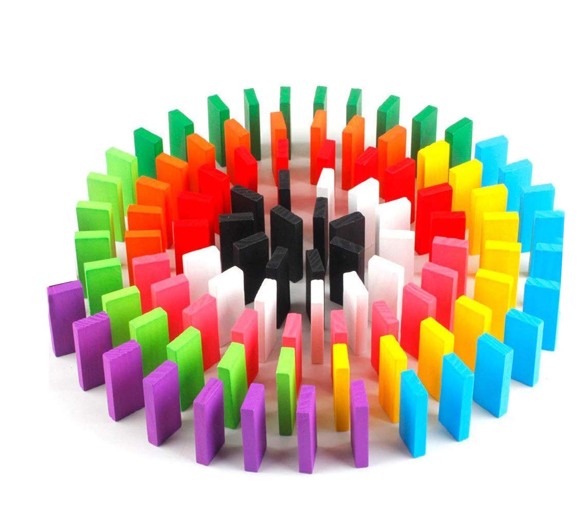 SYGA 120 Pieces 12 Colors Wooden Standard Competition Domino Children Early Educational Toys