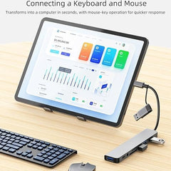 PESOMA USB C Hub – 8-in-1 USBC Adapter with USB, C-USB, 100W PD, USB 3.0 5Gbps Ports, SD/TF Card Reader – USB-C Dongle for Office, Meetings, Travel & Home Setup (Silver)