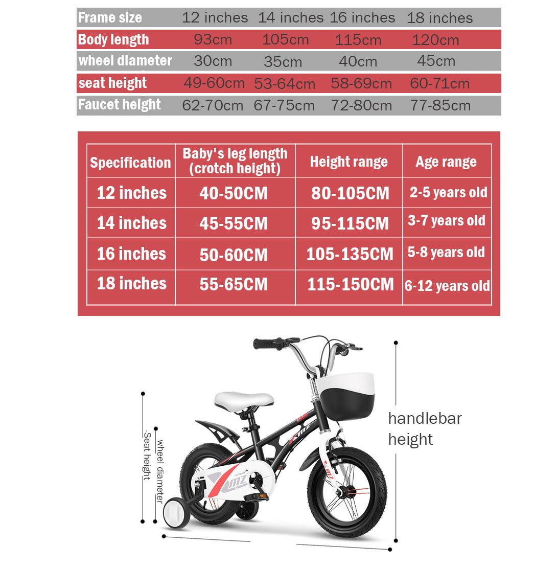 SYGA Bicycles for Kids 3-5 Years Children's Basket Bicycle Magnesium Alloy (12INCH,Pink)