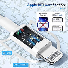 TUMABER 3 Pack MFi Certified iPhone Cable 3Ft, Lightning to USB Cord, 2.4A Fast Charging for iPhone 12/11/11Pro/11Max/X/Xs/Xr/Xs Max/8/7/6/5S/Se, White