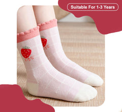 SYGA 5 Pairs Baby Girl Boy Socks, Toddlers Infant Cotton Warm Stretch Crew Socks with Heart Design, Suitable for Ages 18-38 Month baby