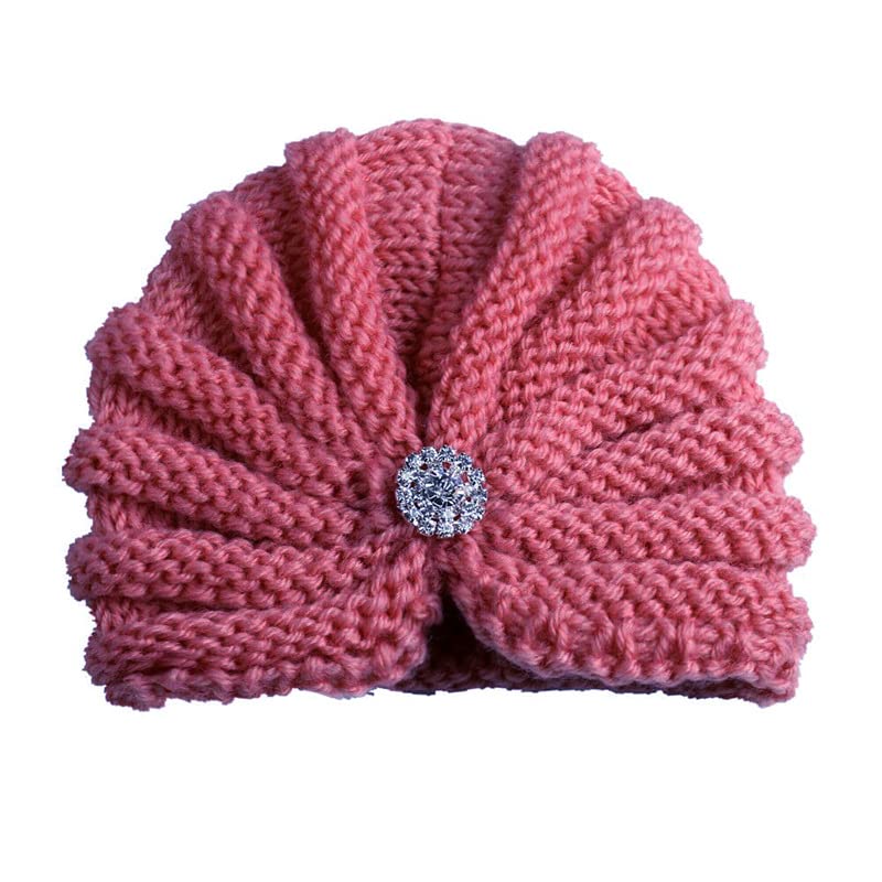 SYGA Baby Turban Winter Cap Handmade Woolen Warm Knit Infant Toddler Unisex Baby Hat 0-3 Years (Black)