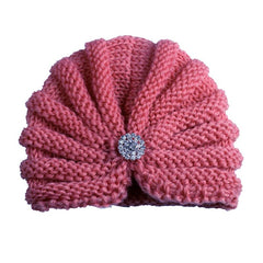 SYGA Baby Turban Winter Cap Handmade Woolen Warm Knit Infant Toddler Unisex Baby Hat 0-3 Years (Black)