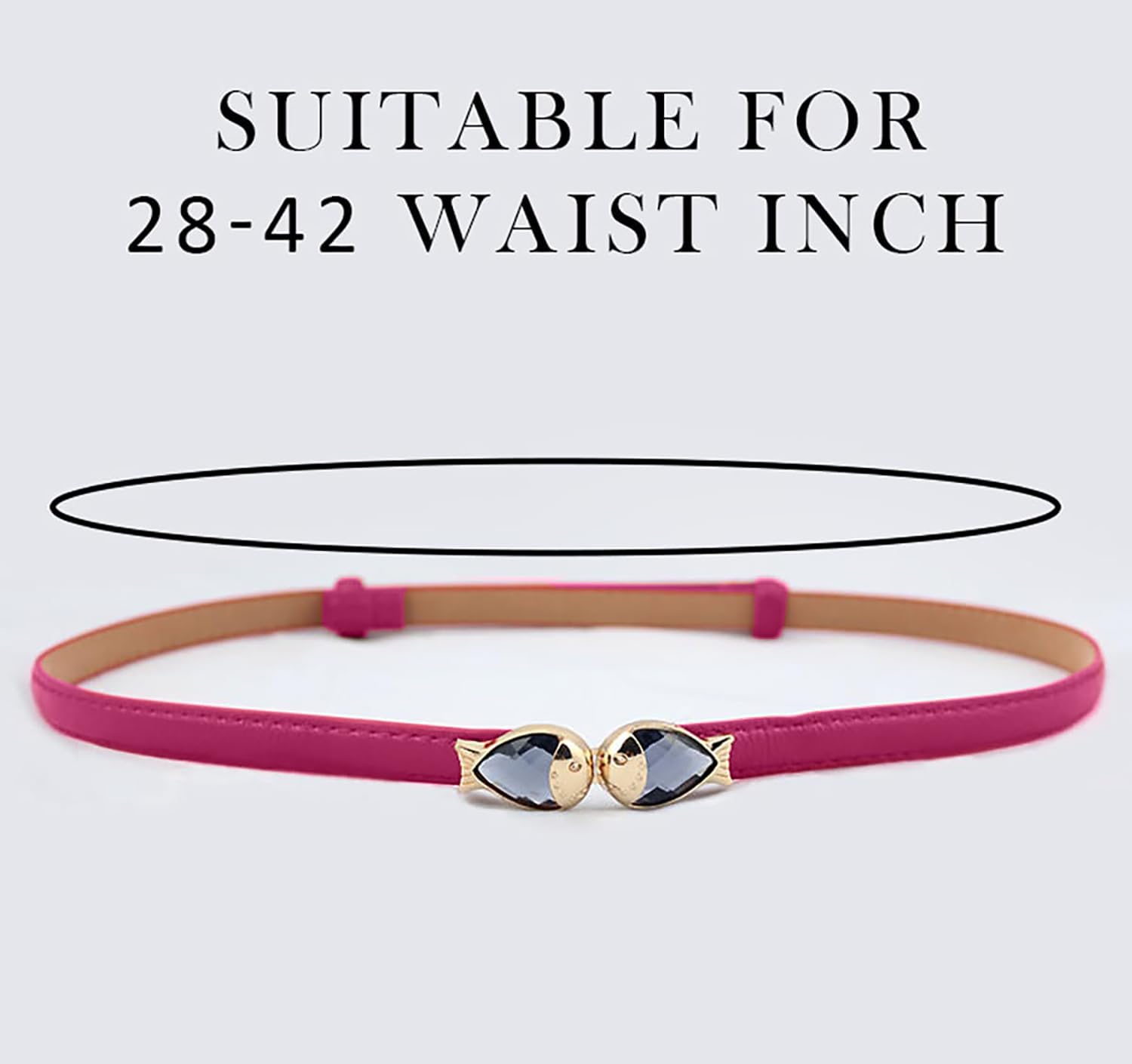 SYGA Women Leather Belt Thin Skinny Metal Elastic Buckle WaistBelt 22-36 Waist Belt(PINK)
