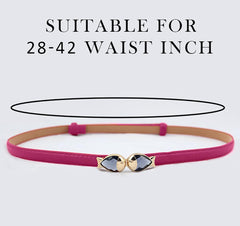 SYGA Women Leather Belt Thin Skinny Metal Elastic Buckle WaistBelt 22-36 Waist Belt(PINK)