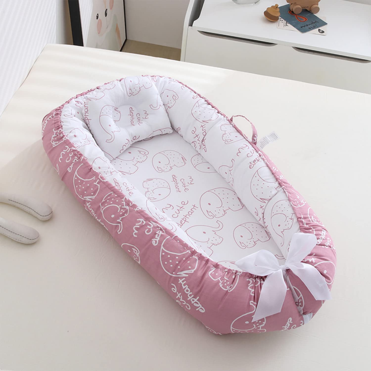 SYGA New Born Baby Nest Portable Reversible Sleeping Bed Foldable Sleeping Toddler Cotton Baby Mattress Pillow for 0-2 Years Baby, 53 X 88 CM, Blue Edge Blue Star