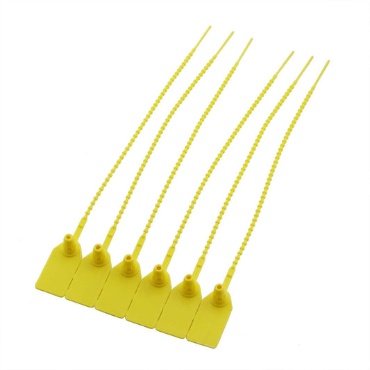 SYGA 50pcs Security Seal with Insert Adjustable Self-Locking Pull Tight Cable Ties Tags Disposable Wire Padlock for Cargo Container Seal Lock_Yellow