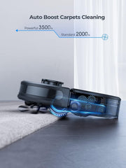 Laresar Robot Vacuum Cleaner With Mop,3500Pa 200 minutes runtime With 3L Self Emptying Station,Works With Alexa,Editable Map,Lidar Navigation,3-In-1 Robot Hoover For Pet Hair,App Control(L6 Nex),Black
