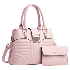 SYGA Pack of 2 Women's Handbag and Clutch  Elegant Shoulder Bag with Matching Wallet | Tote with Stylish Buckle & Stitch Design