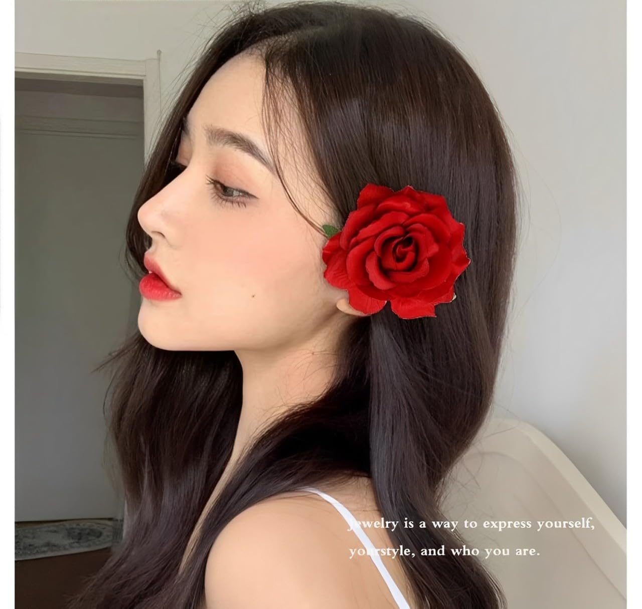 SYGA 2pcs Rose Flower Hair Clip Women Flower Brooch Pins Hair Barrette Artifical Hair Flower Accessories for Lady Girl Party Beach Wedding Bridal - Darkk Pink