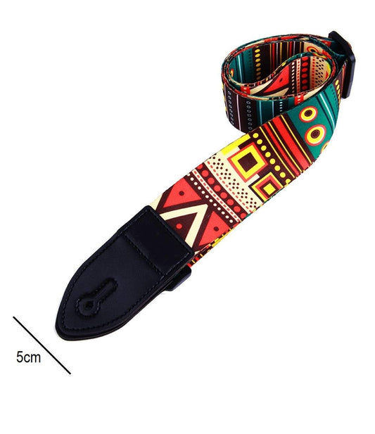 SYGA Printed Design Cotton Nylon Guitar Strap(Black & White)